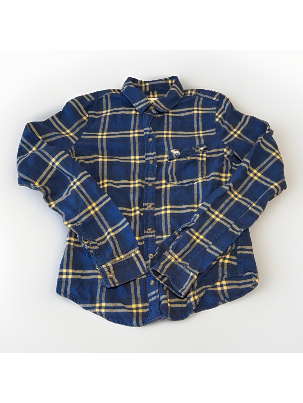 Abercrombie & Fitch Blue Plaid Flannel Button Down Shirt Size S